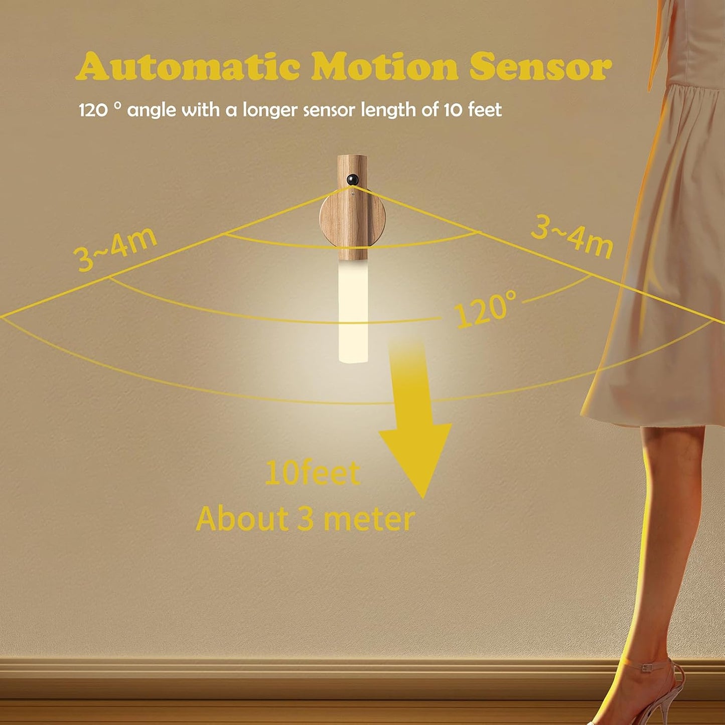 Wooden Motion Sensor Wall Lamp