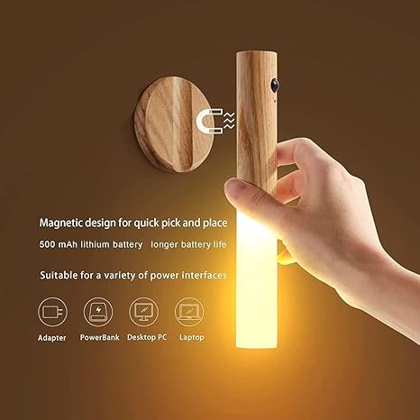 Wooden Motion Sensor Wall Lamp